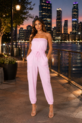 Blush Breeze Strapless Cargo Jumpsuit